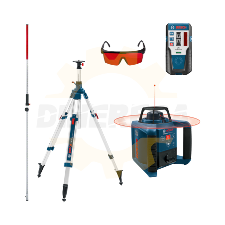 0615A0014J  Combo Paquete Especial que Incluye:1 Nivel láser rotativo GRL 250 Incluye Gafas rojas y Control RC1 (0601061600) 1 R
