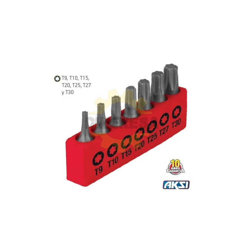 Juego De 7 Puntas  Torx  (T9, T10, T15, T20, T25, T27, T30) 25 Mm (1")