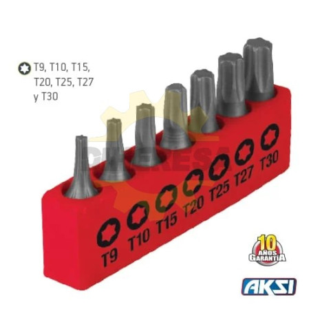 Juego De 7 Puntas  Torx  (T9, T10, T15, T20, T25, T27, T30) 25 Mm (1")