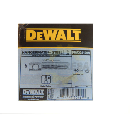 Dewalt PFM224120N RZNTL 3/8-1/4-20X1-1/2 TEK5 MTL W/