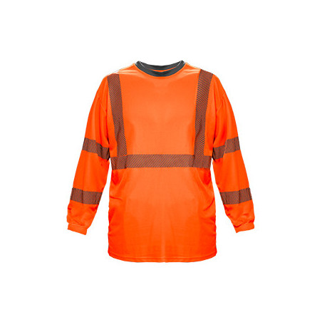 QB1011 PLAYERA NARANJA REFLEJANTE SECCIONADO MANGA LARGA CHICA DOGOTULS