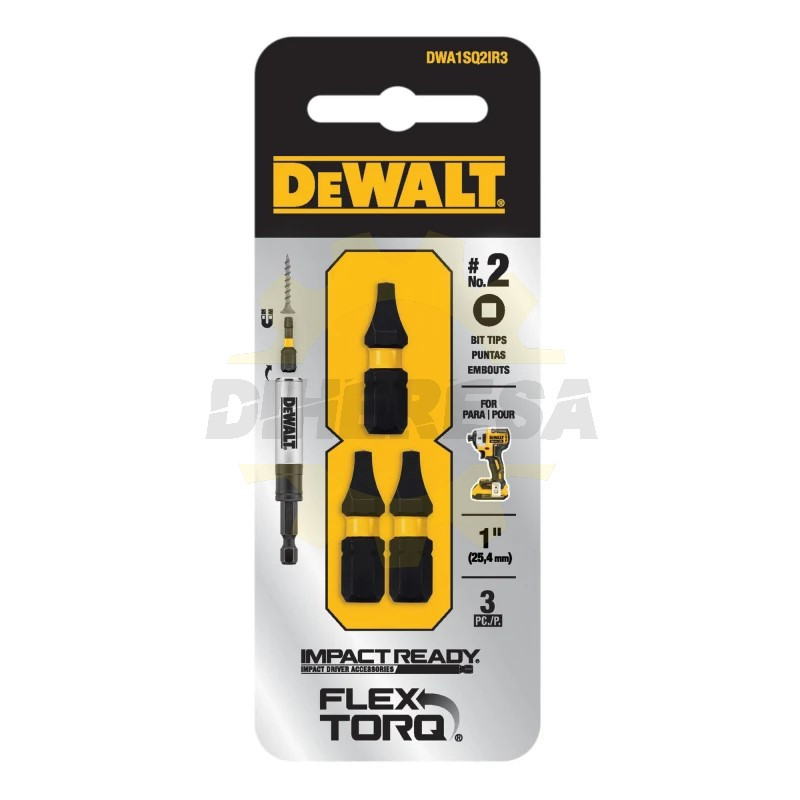 DWA1SQ2IR3 1IN SQUARE #2 IMPACT READY 3PK DWA1SQ2IR3 1IN SQUARE #2 IMPACT READY 3PK