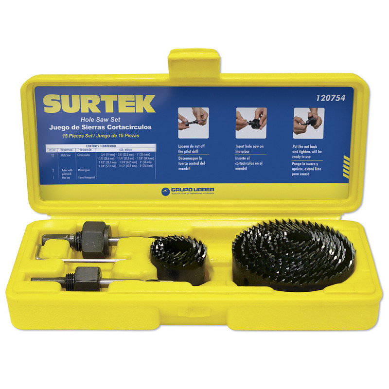 120754 SURTEK Juego de 15 cortacírculos bimetálicos Surtek | DIHERESA
