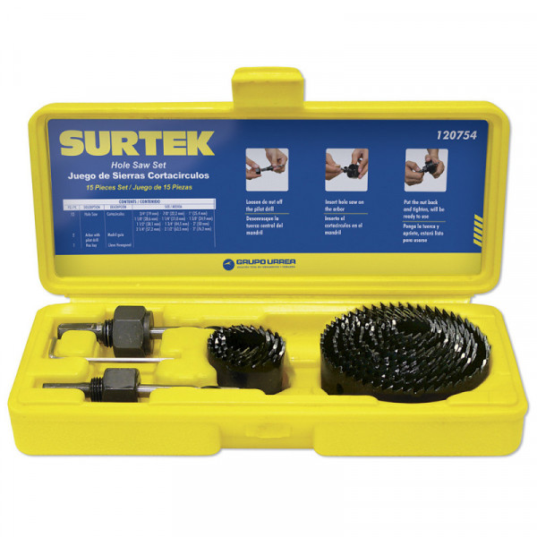 120754 SURTEK Juego de 15 cortacírculos bimetálicos Surtek | DIHERESA