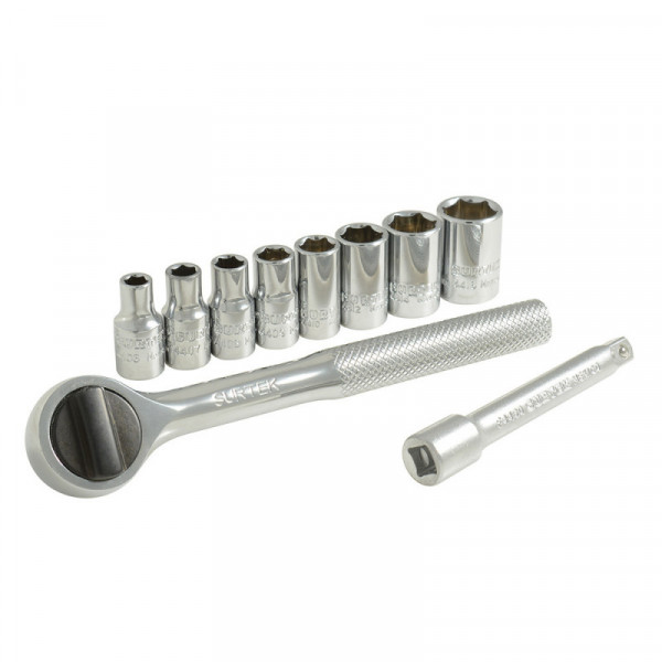 A03S SURTEK Juego de 10 dados y accesorios en pulgadas 1/4" Surtek | DIHERESA