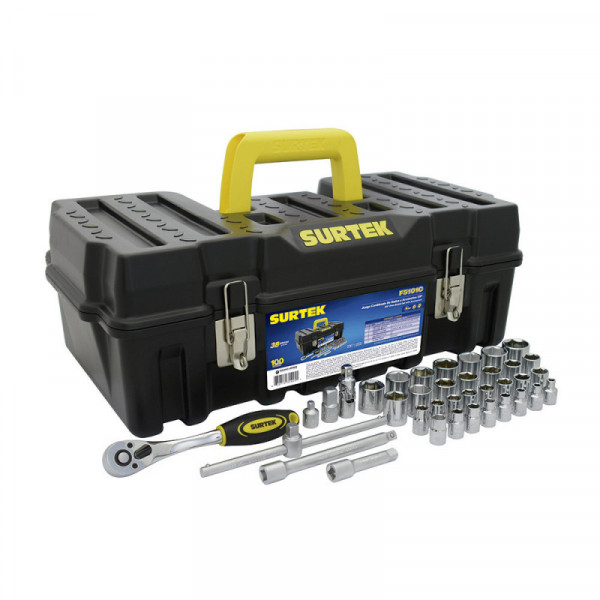 F5101C SURTEK Juego de 38 dados y accesorios COMBINADOS de 3/8" de caja Surtek | DIHERESA