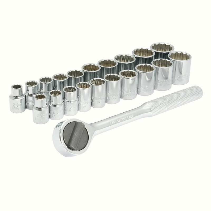 A02C SURTEK Juego de 21 dados y accesorios combinados 3/8" en rack Surtek | DIHERESA A02C SURTEK Juego de 21 dados y accesorios combinados 3/8" en rack Surtek | DIHERESA