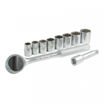 A02S SURTEK Juego de 10 dados y accesorios en pulgadas 3/8" en rack Surtek | DIHERESA