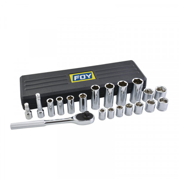 140437 FOY Juego de 21 dados y accesorios métricos 3/8" Foy | DIHERESA