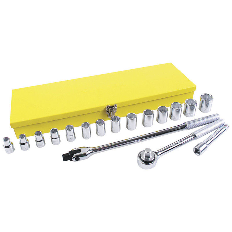 F09S SURTEK Juego de 18 dados y accesorios en pulgadas 1/2" Surtek | DIHERESA F09S SURTEK Juego de 18 dados y accesorios en pulgadas 1/2" Surtek | DIHERESA