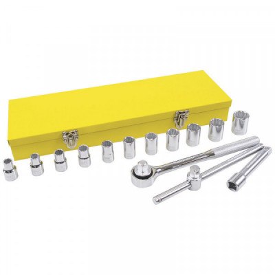 F08S SURTEK Juego de 15 dados y accesorios en pulgadas 1/2" Surtek | DIHERESA