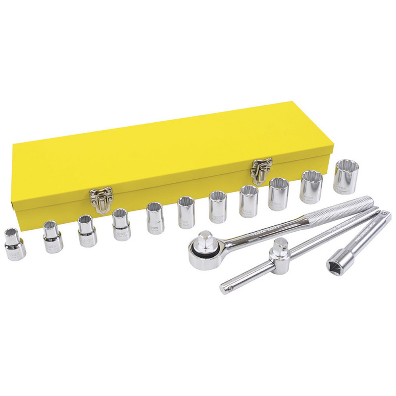 F08M SURTEK Juego de 15 dados y accesorios métricos 1/2" Surtek | DIHERESA F08M SURTEK Juego de 15 dados y accesorios métricos 1/2" Surtek | DIHERESA
