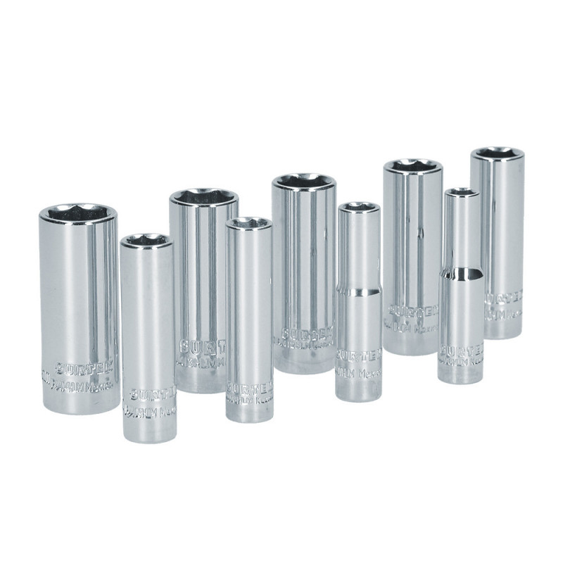 S13M SURTEK Juego de 9 dados largos métricos 1/4" Surtek | DIHERESA S13M SURTEK Juego de 9 dados largos métricos 1/4" Surtek | DIHERESA