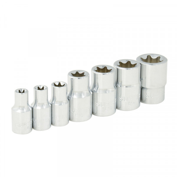 F4451E SURTEK Juego de 7 dados punta Torx hembra 1/4" Surtek | DIHERESA