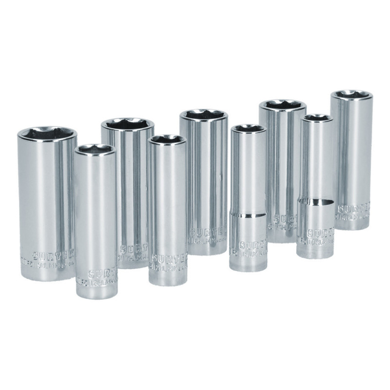 S12M SURTEK Juego de 9 dados largos métricos 3/8" Surtek | DIHERESA S12M SURTEK Juego de 9 dados largos métricos 3/8" Surtek | DIHERESA