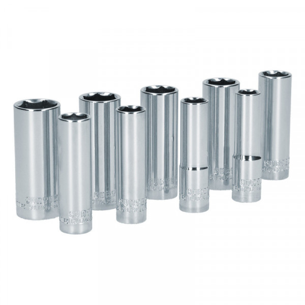 S12M SURTEK Juego de 9 dados largos métricos 3/8" Surtek | DIHERESA