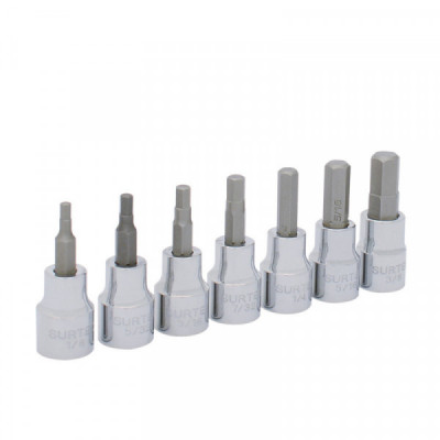 F51H00 SURTEK Juego de 7 dados punta hexagonal  en pulgadas 3/8" Surtek | DIHERESA
