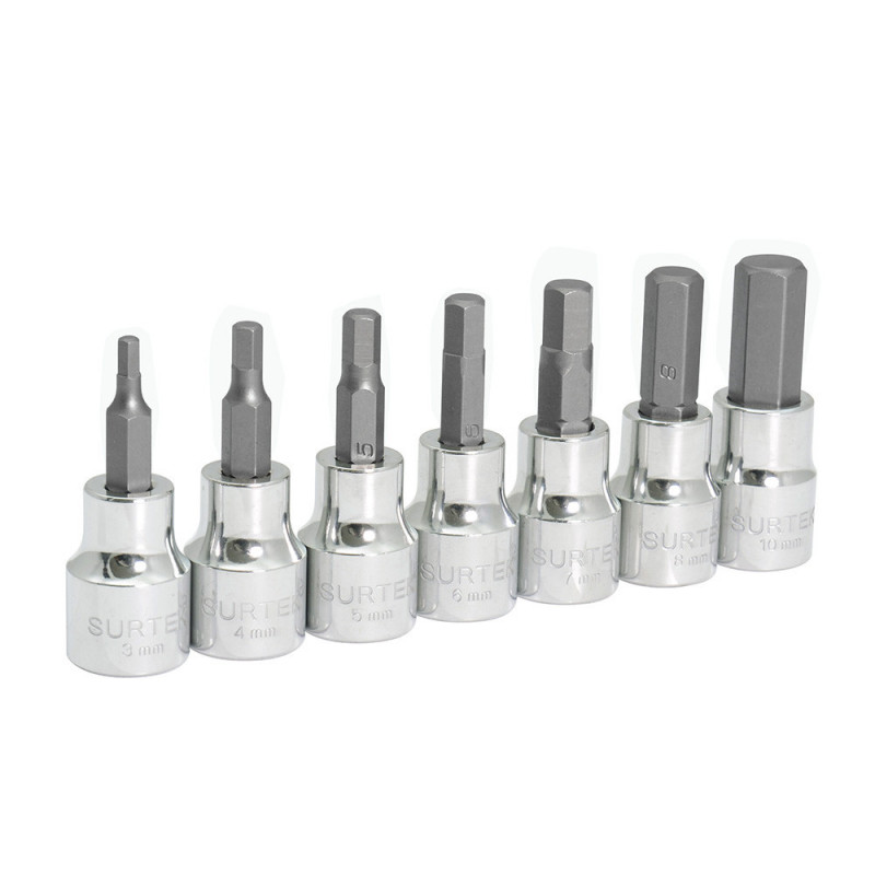 F51H00M SURTEK Juego de 7 dados punta hexagonal  métricos 3/8" Surtek | DIHERESA