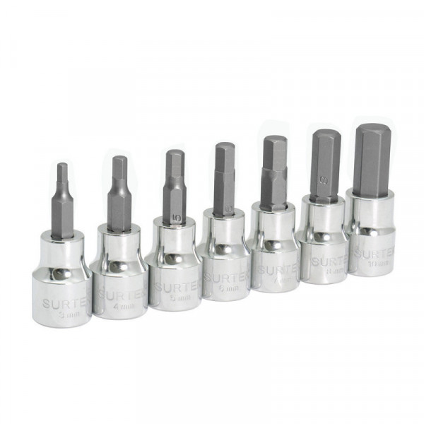 F51H00M SURTEK Juego de 7 dados punta hexagonal  métricos 3/8" Surtek | DIHERESA