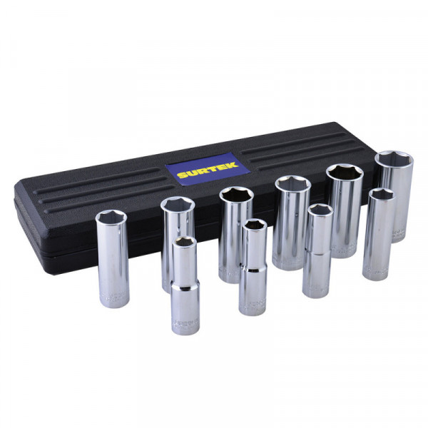 F5800HL SURTEK Juego de 10 dados largos en pulgadas 1/2" Surtek | DIHERESA