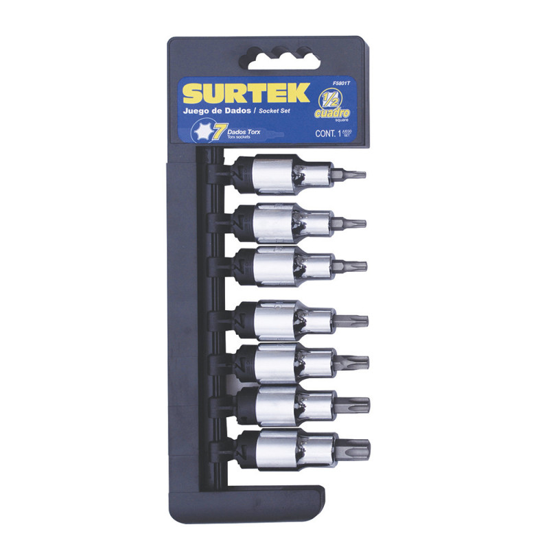 F5801T SURTEK Juego de 7 dados punta Torx 1/2" cja Surtek | DIHERESA F5801T SURTEK Juego de 7 dados punta Torx 1/2" cja Surtek | DIHERESA