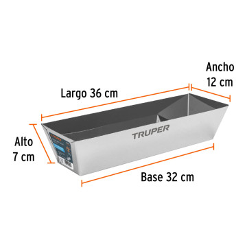 CHAR-12 Charola de 12' de acero inoxidable para mezcla, Truper