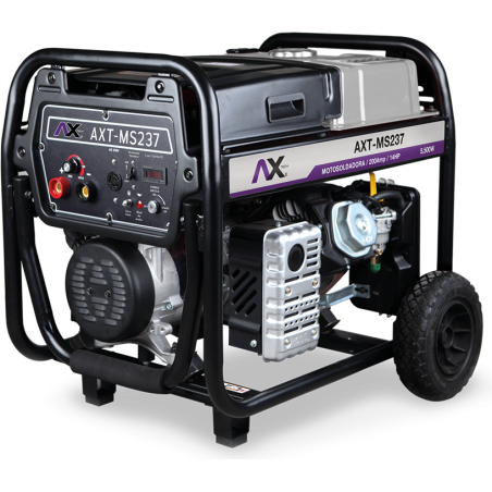 AX TECH MOTOSOLDADORA 50-200A, 5,500Wtts, 120V, 14HP CON MARCHA, BATERIA Y LLANTAS