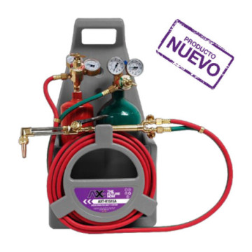 AX TECH KIT DE CORTE Y SOLDADURA PORTÁTIL TIPO VICTOR CON CILINDROS SE OXIGENO Y ACETILENO
