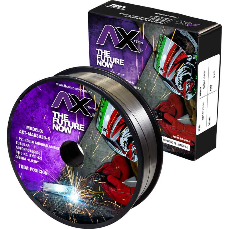 AX TECH ROLLO DE MICROALAMBRE TUBULAR (NO GAS), 10Lb, 0.030" E71T-GS AX TECH ROLLO DE MICROALAMBRE TUBULAR (NO GAS), 10Lb, 0.030" E71T-GS
