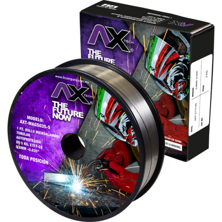 AX TECH ROLLO DE MICROALAMBRE TUBULAR (NO GAS), 10Lb, 0.035" E71T-GS