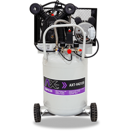 AX TECH COMPRESOR VERTICAL 48Lts CABEZAL 2 PISTONES EN V MOTOR MARATHON 1.5HP, 110-220V, 8.1CFM, 115PSI