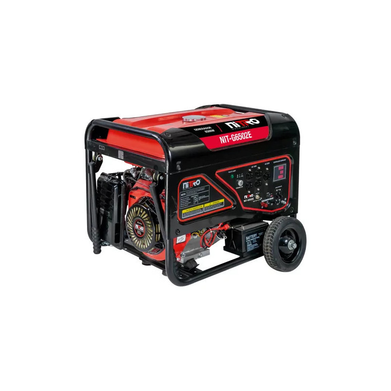 NITRO MACHINERY  GENERADOR 6,500Wtts, 110/220V 60 Hz, 15HP, CON MARCHA, BATERÍA Y LLANTAS