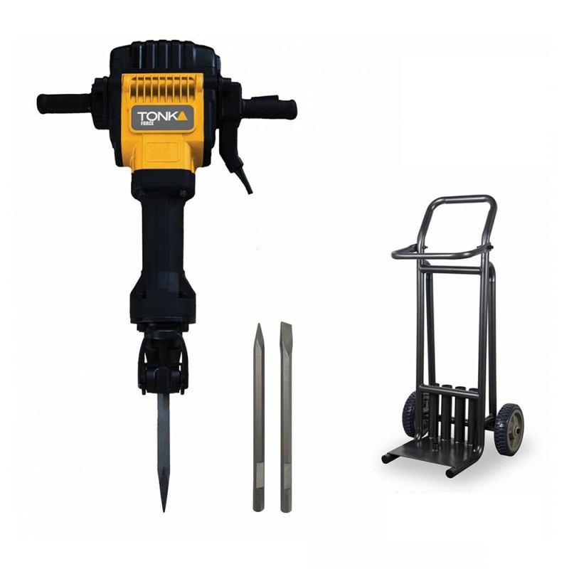 TONKA FORCE MARTILLO DEMOLEDOR DE 78 JOULES CON 2 CINCELES, 30KGS CON CARRITO TRANSPORTADOR TONKA FORCE MARTILLO DEMOLEDOR DE 78 JOULES CON 2 CINCELES, 30KGS CON CARRITO TRANSPORTADOR