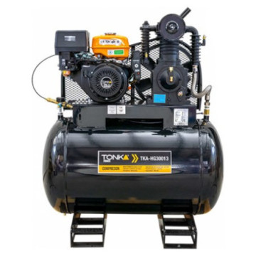 TONKA FORCE COMPRESOR HORIZONTAL 300 Lts CABEZAL 2 PISTONES EN LINEA MOTOR TONKA GASOLINA 13 HP CON MARCHA