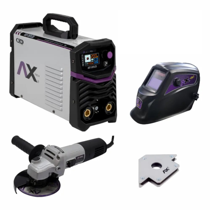 AX TECH COMBO SOLDADORA INV 200A BI VOLT, CON CARETA ELEC, MINI, Y ESQ MAGNETICA22 AX TECH COMBO SOLDADORA INV 200A BI VOLT, CON CARETA ELEC, MINI, Y ESQ MAGNETICA22