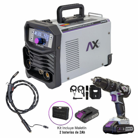 AX TECH COMBO SOLDADORA INVERSOR MICROALAMBRE 120A CON ROTOMARTILLO INALAMBRICO  DE REGALO