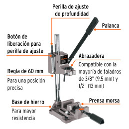 SOP-T12 Soporte vertical para taladro 3/8"-1/2", Truper