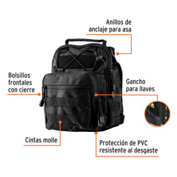 MOLTA-N Mochila táctica negra de hombro, Truper