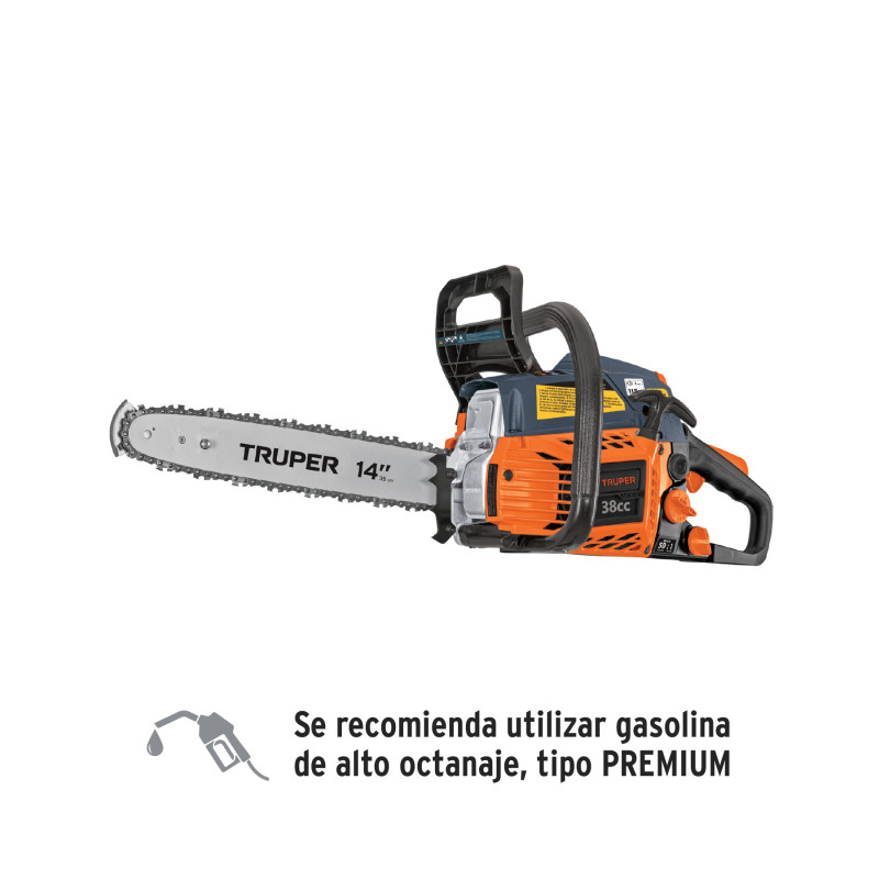 MOT-3814 Motosierra 38 cc a gasolina con barra de 14', Truper MOT-3814 Motosierra 38 cc a gasolina con barra de 14', Truper