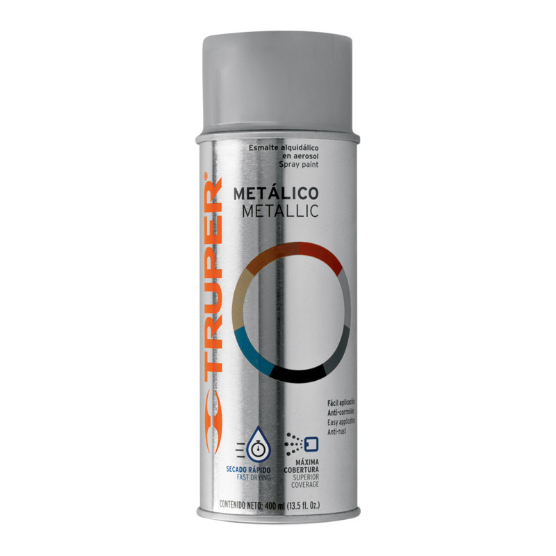 PAM-PL-2 Pintura en aerosol, plata metálico, bote tradicional, 400 ml