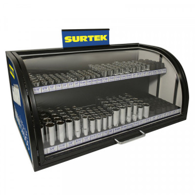 126094 SURTEK Despachador con 276 dados y accesorios de mano de 3/8" y 1/2" Surtek | DIHERESA