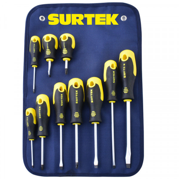D200A SURTEK Juego de 10 destornilladores bimaterial estuche combinado Surtek | DIHERESA