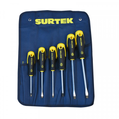 D200B SURTEK Juego de 6 destornilladores bimaterial estuche combinado Surtek | DIHERESA