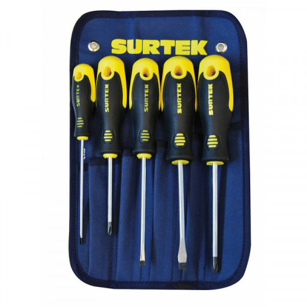 D200C SURTEK Juego de 5 destornilladores bimaterial estuche combinado Surtek | DIHERESA