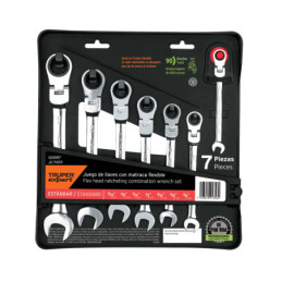 JC-7XFP Juego de 7 llaves combinadas std con matraca flexible