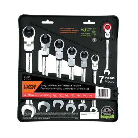JC-7XFP Juego de 7 llaves combinadas std con matraca flexible