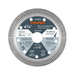 DID-645 Disco de diamante 4 1/2', corte porcelanato, TRUPER