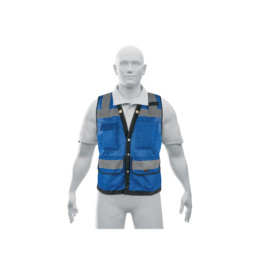 CHS-800A-L Chaleco seguridad reforzado azul con bolsas, G, EXPERT