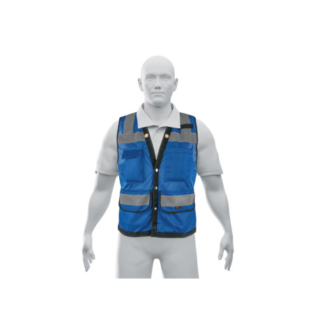 CHS-800A-L Chaleco seguridad reforzado azul con bolsas, G, EXPERT