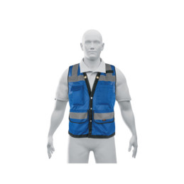 CHS-800A-XL Chaleco seguridad reforzado azul con bolsas, EG, EXPERT
